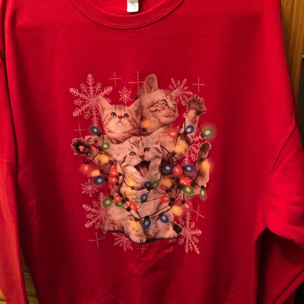 Cat Christmas Sweatshirt Sz XL New NWOT